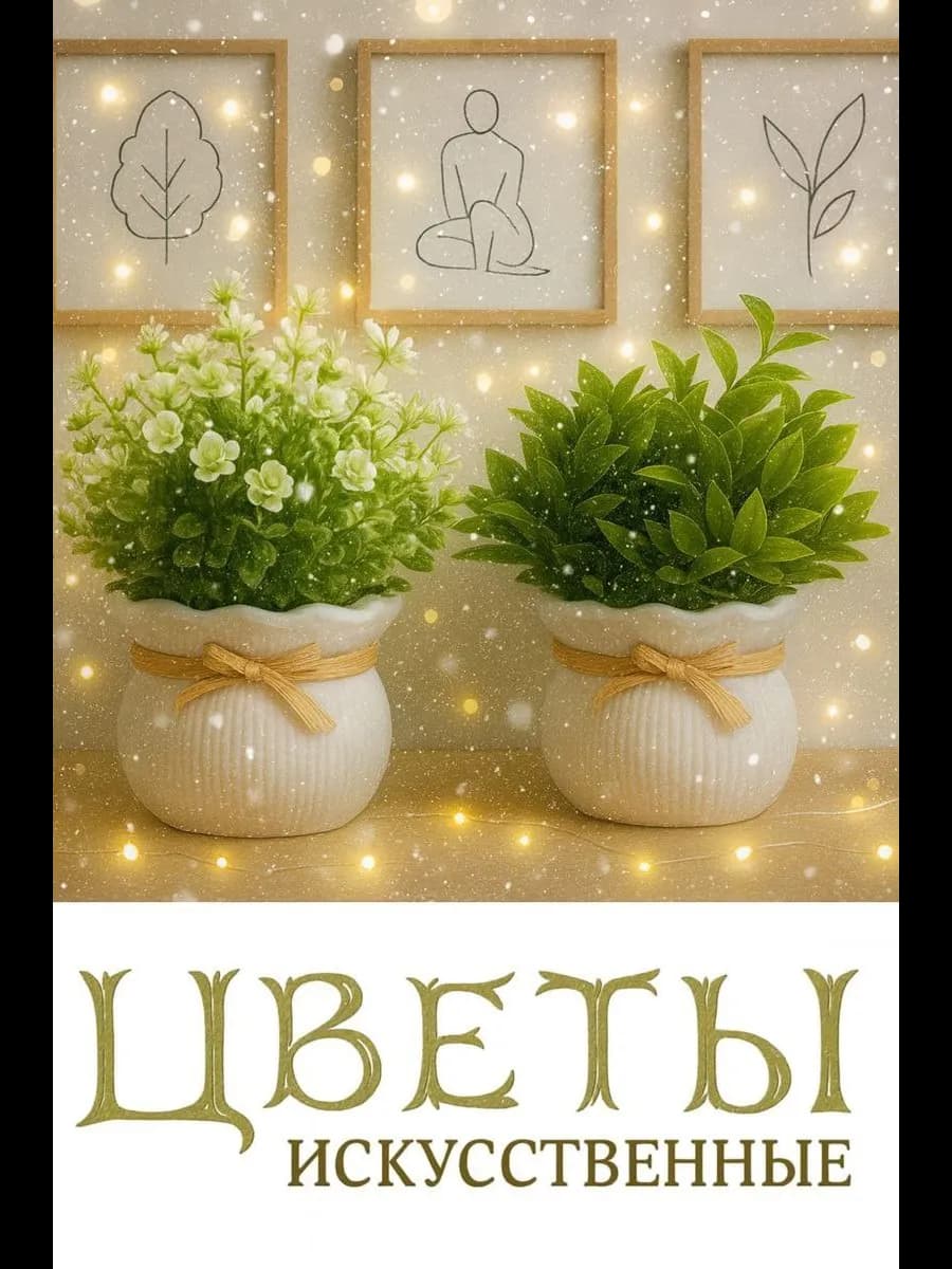 Искусственные цветы в горшке для декора интерьера