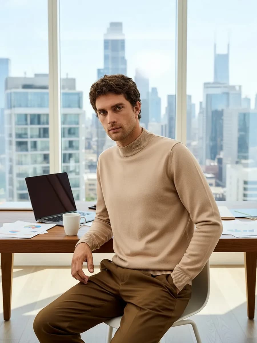 Водолазка с горлом теплая из хлопка