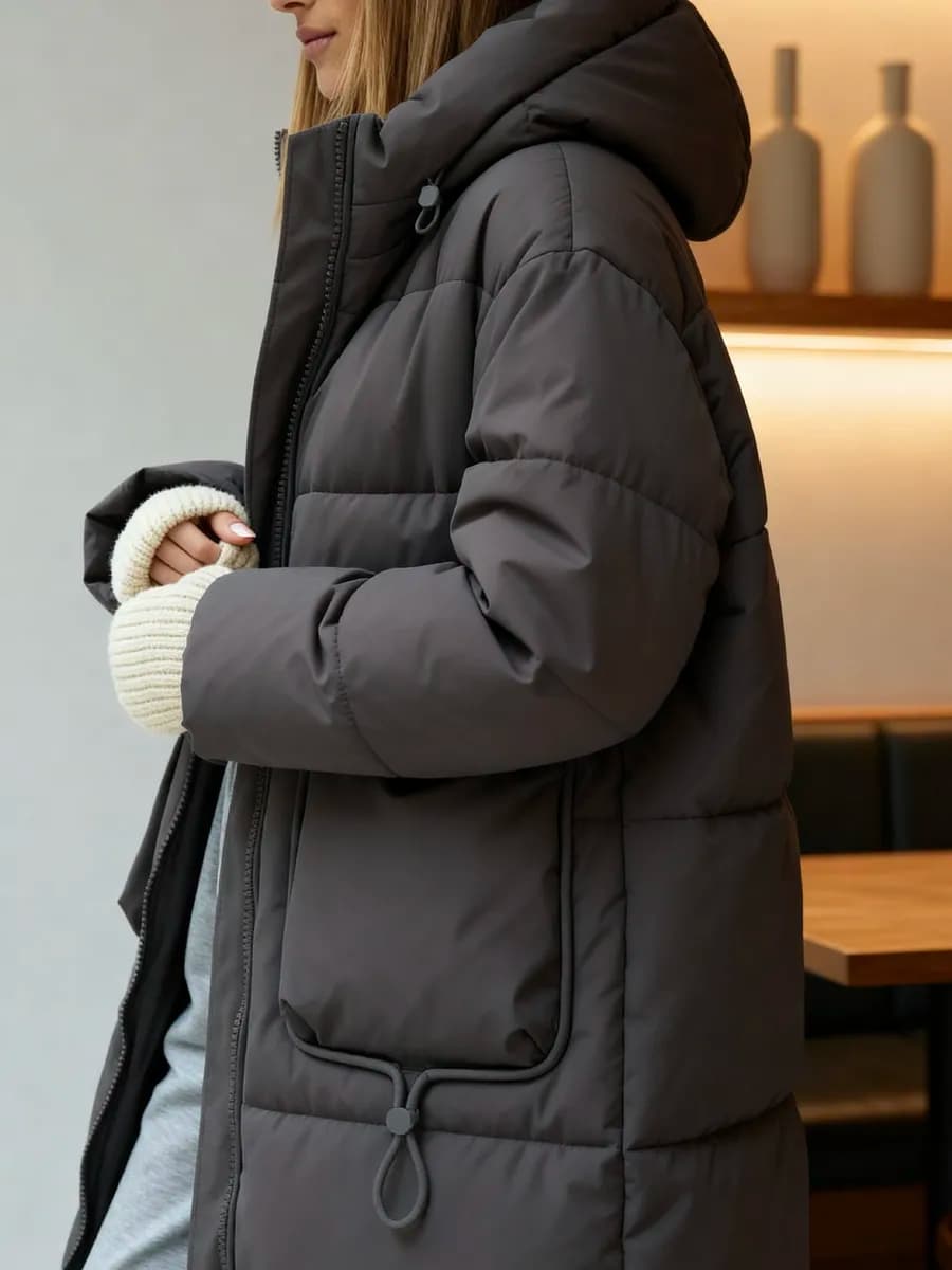 Куртка весенняя женская длинная с капюшоном оверсайз - фото 1