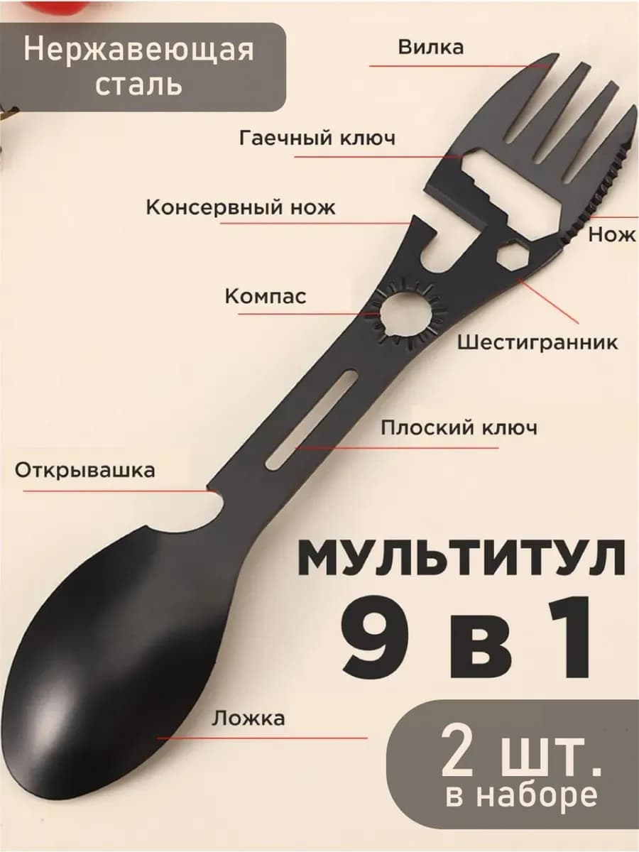 Мультитул вилка ложка походная 2 штуки
