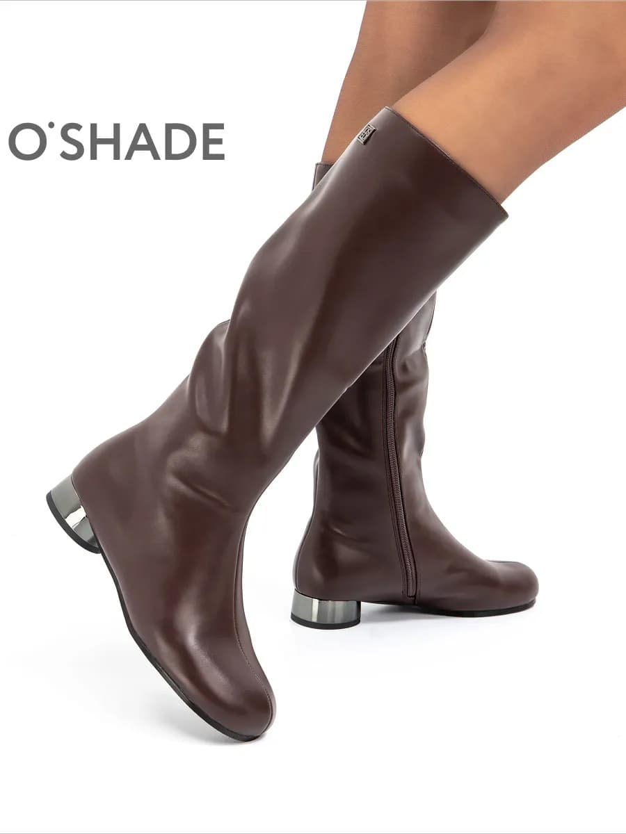 Сапоги коричневые женские осенние - фото 1