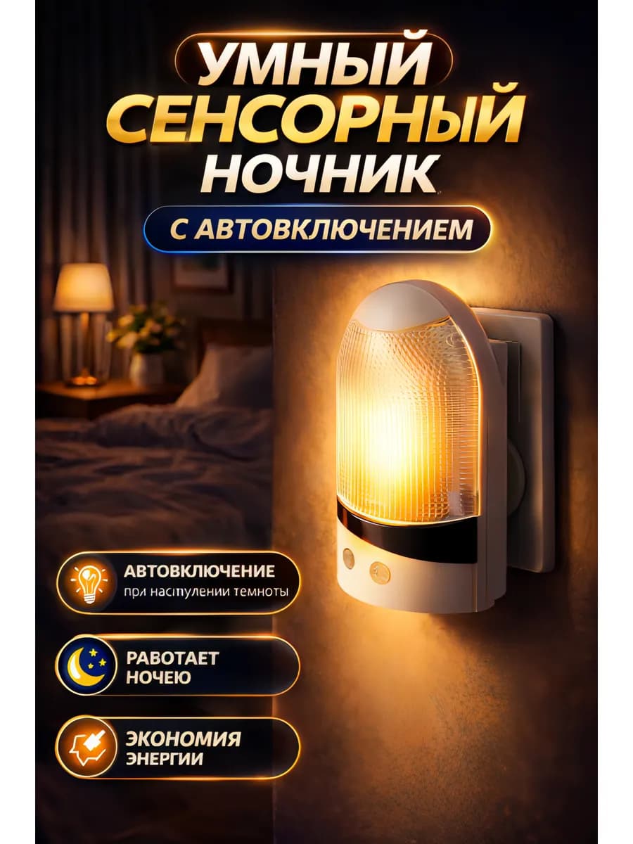 Ночник с датчиком света LED в розетку