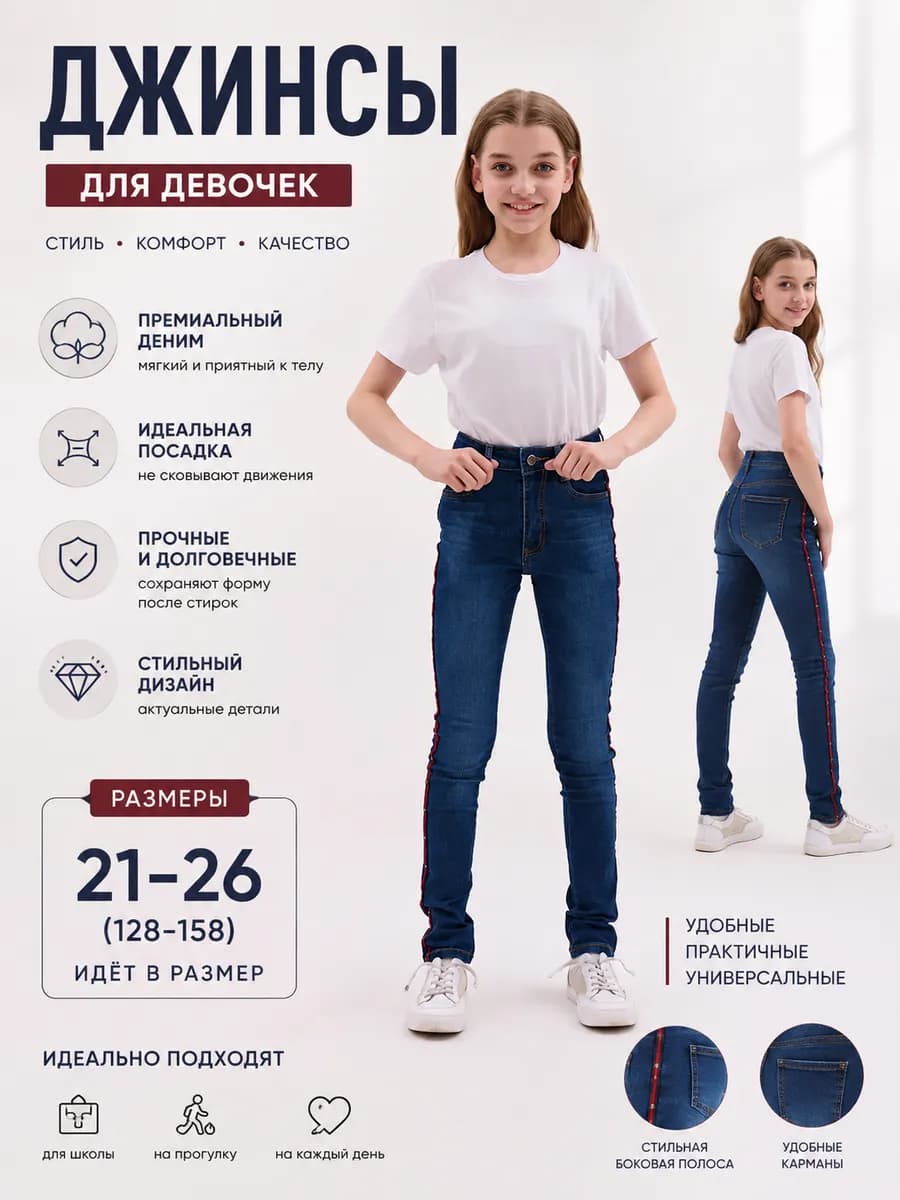 Джинсы скинни для подростков хлопок
