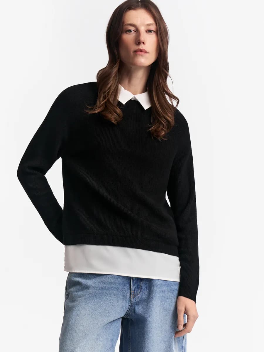 Женский джемпер с имитацией блузки