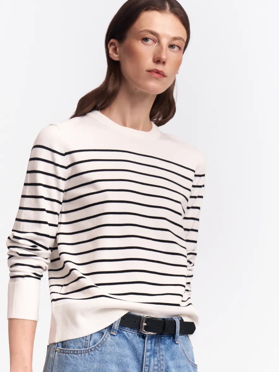 Женский трикотажный джемпер в полоску