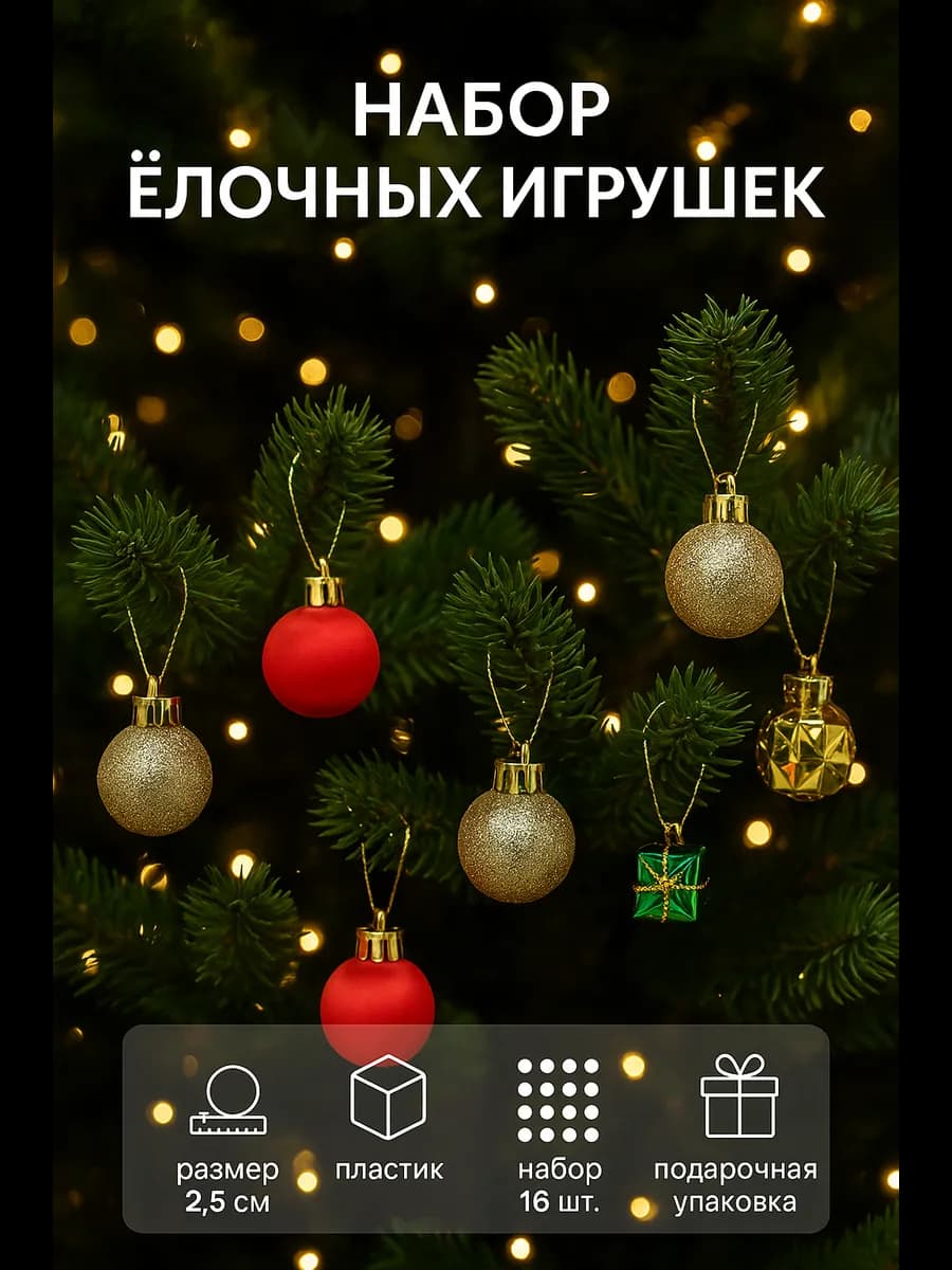 Ёлочные игрушки Сочельник, набор 16 шт