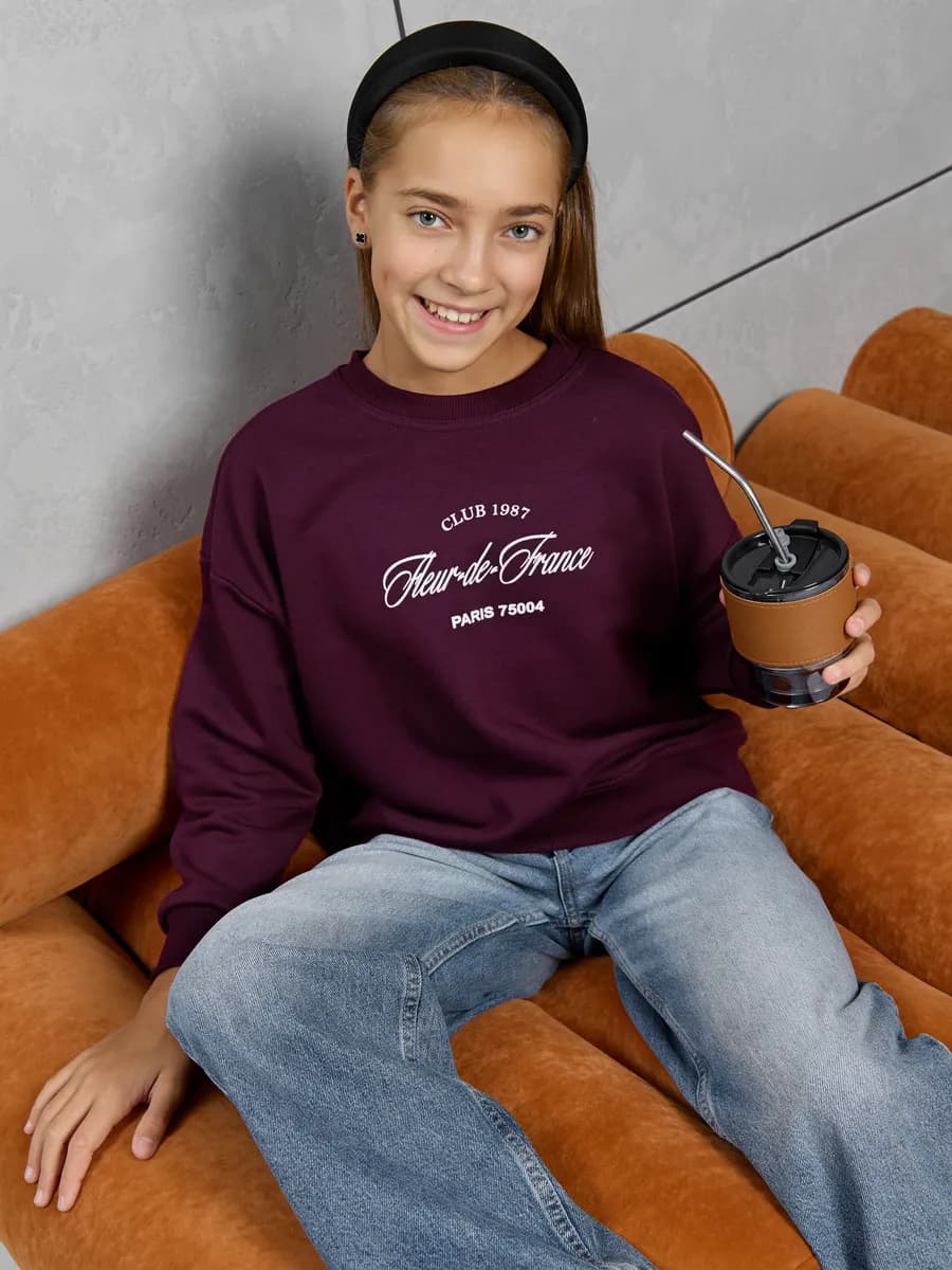 Свитшот без начеса кофта оверсайз толстовка подростковая