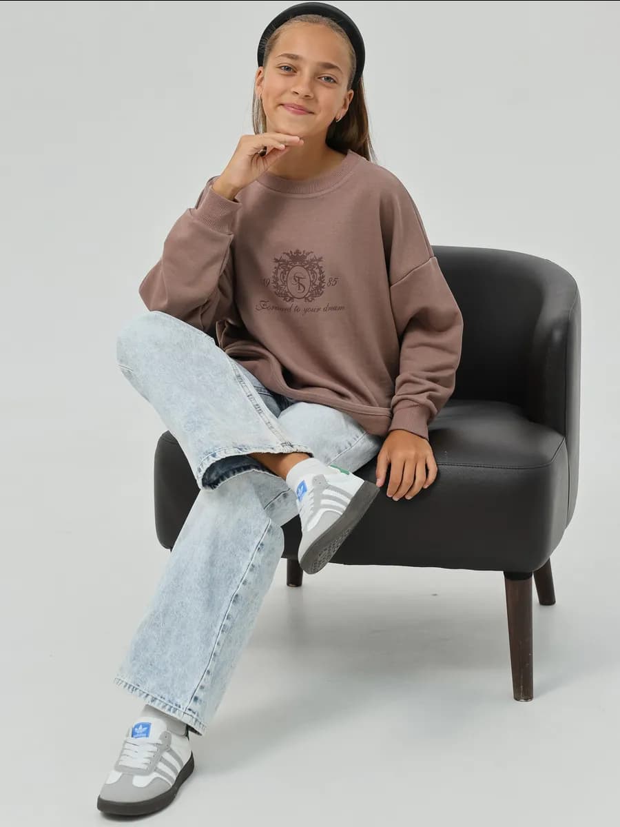 Свитшот без начеса кофта оверсайз толстовка подростковая