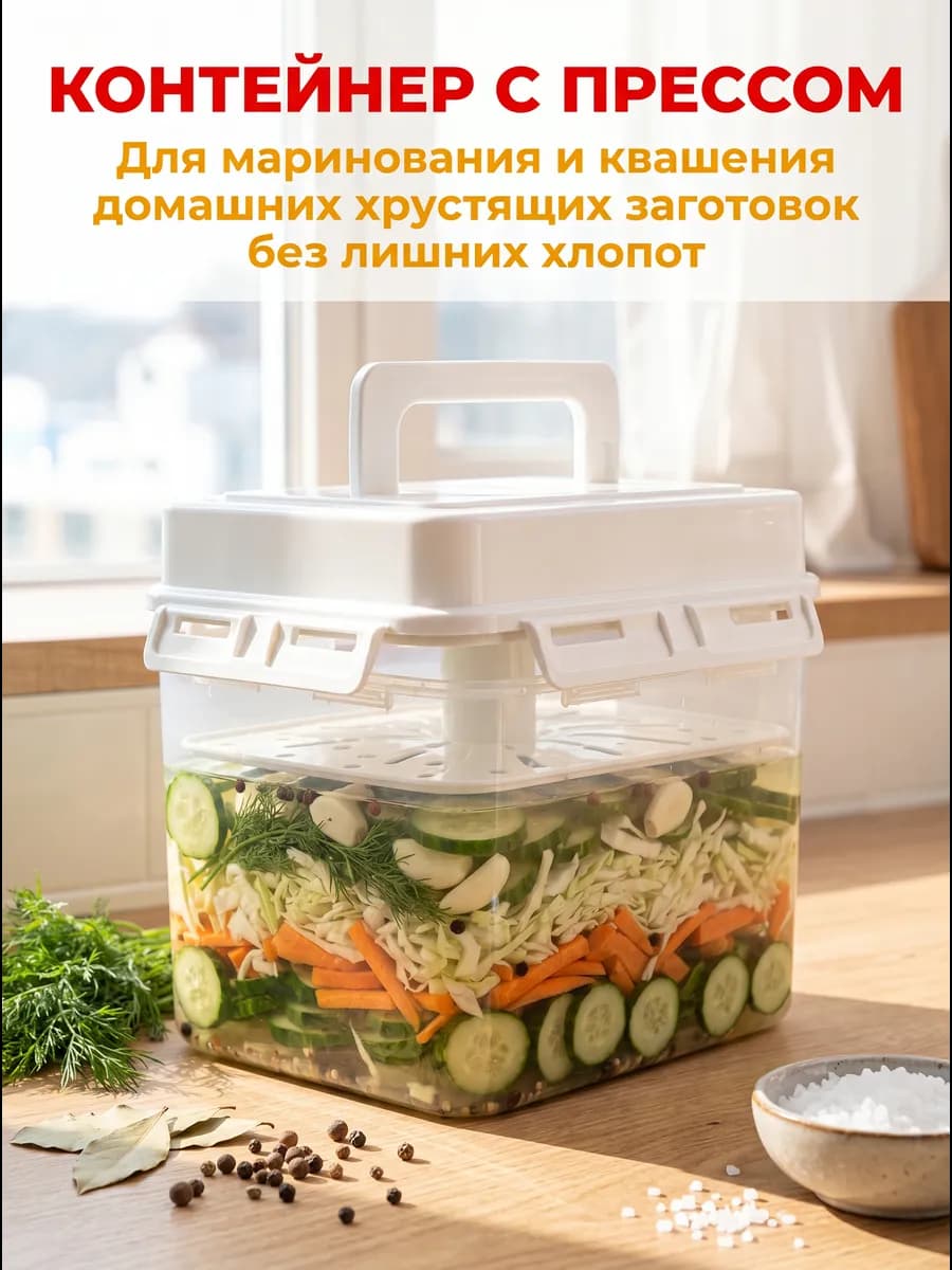 Контейнер с прессом для засолки 5л