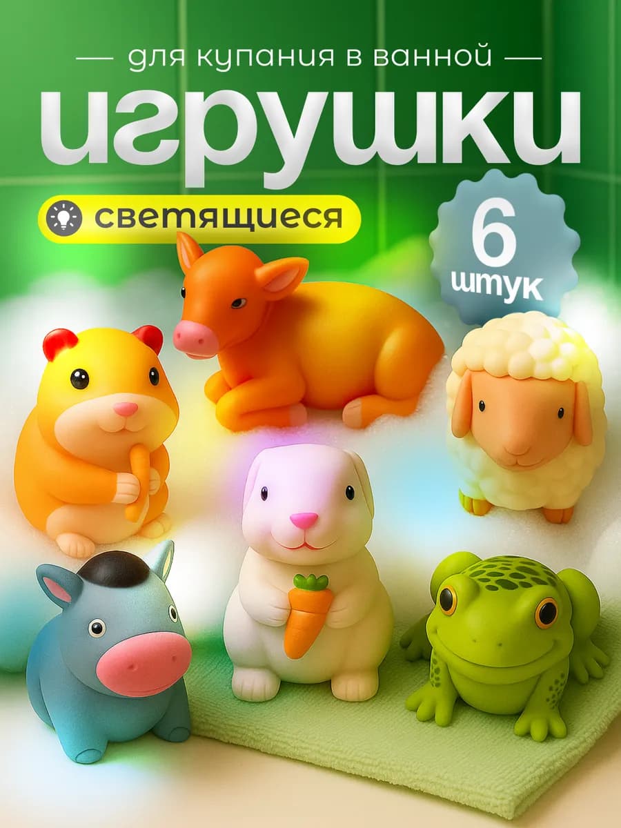 Игрушка для ванной и купания в бассейне светящаяся