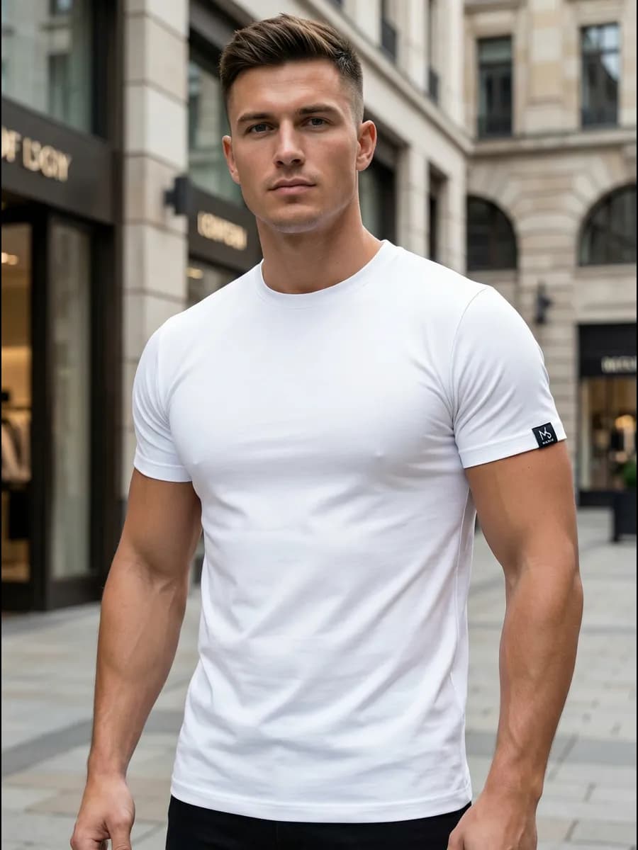 Футболка облегающая базовая универсальная однотонная