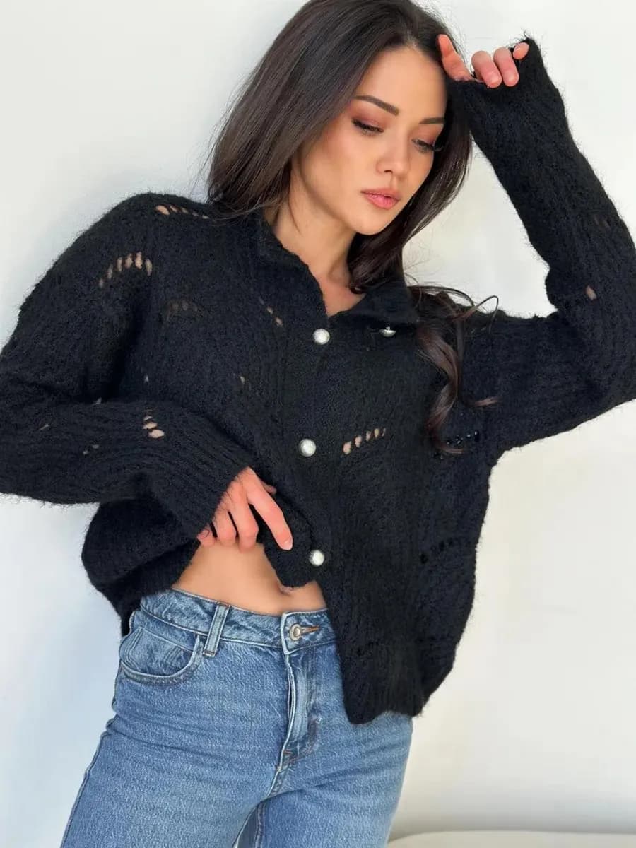 Кардиган укороченный на пуговицах - фото 1