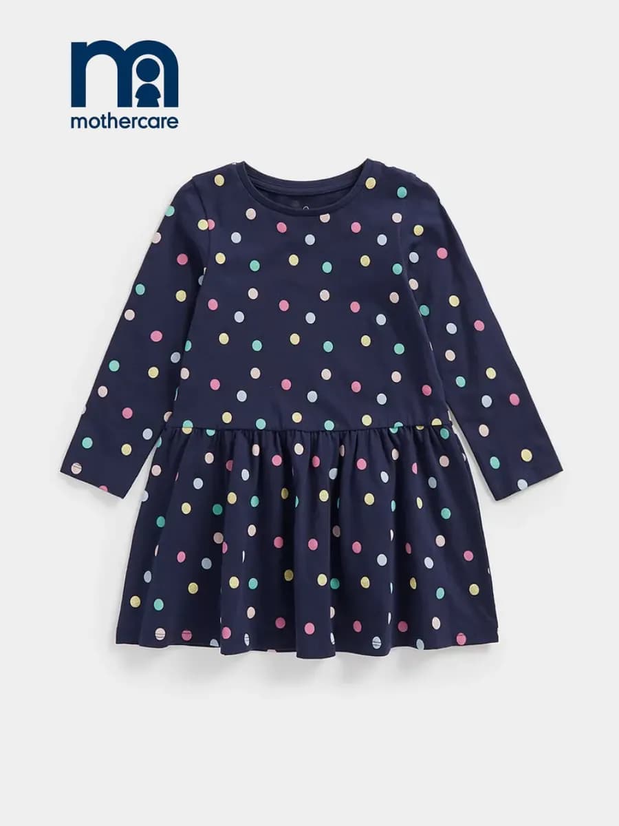 Платье детское в горошек с длинным рукавом