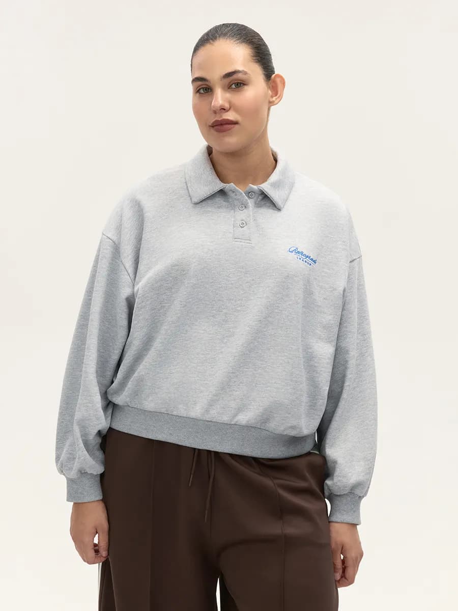 PLUS SIZE Свитшот-поло с надписью