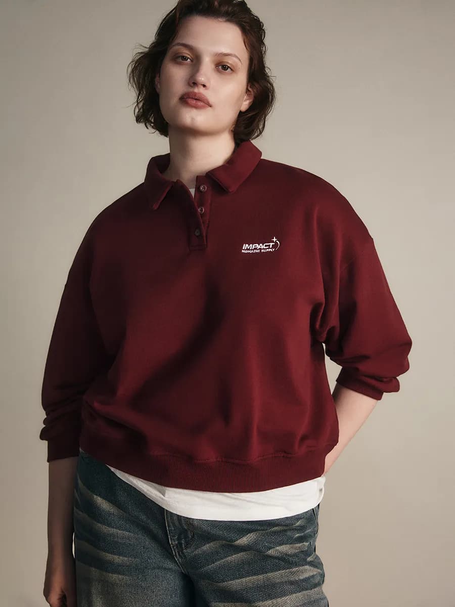 PLUS SIZE Свитшот-поло с надписью