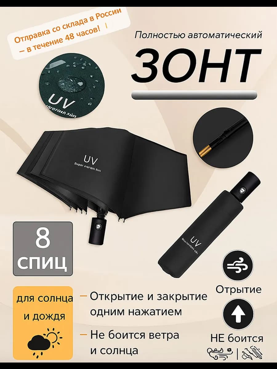 Зонт автомат антиветер компактный усиленный