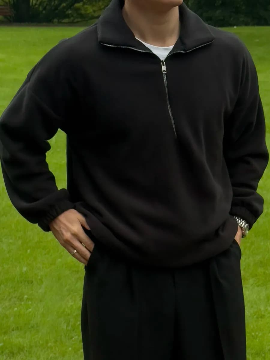 Толстовка флисовая оверсайз с полузамком