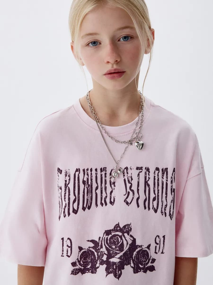 Футболка оверсайз из хлопка с принтом в стиле гранж