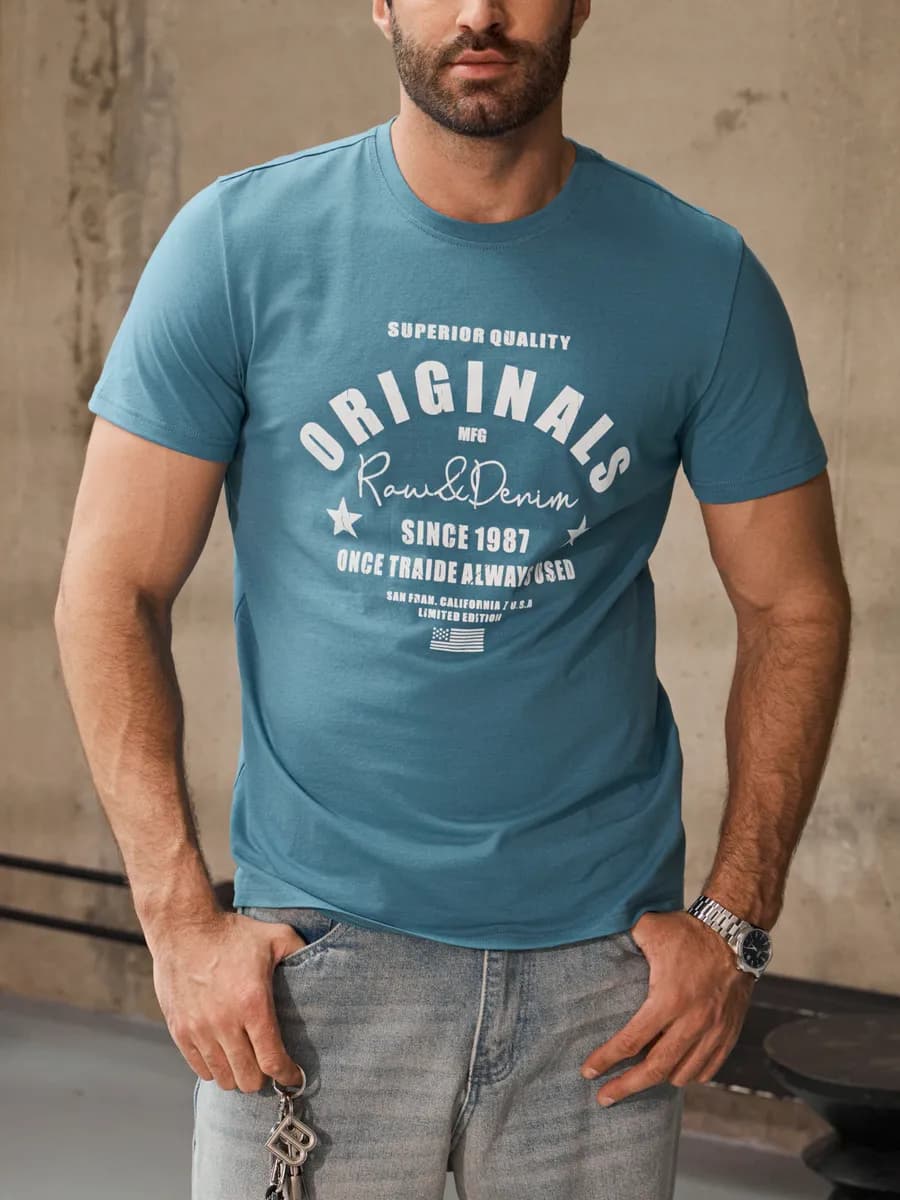 Футболка спортивная с принтом хлопок - фото 1