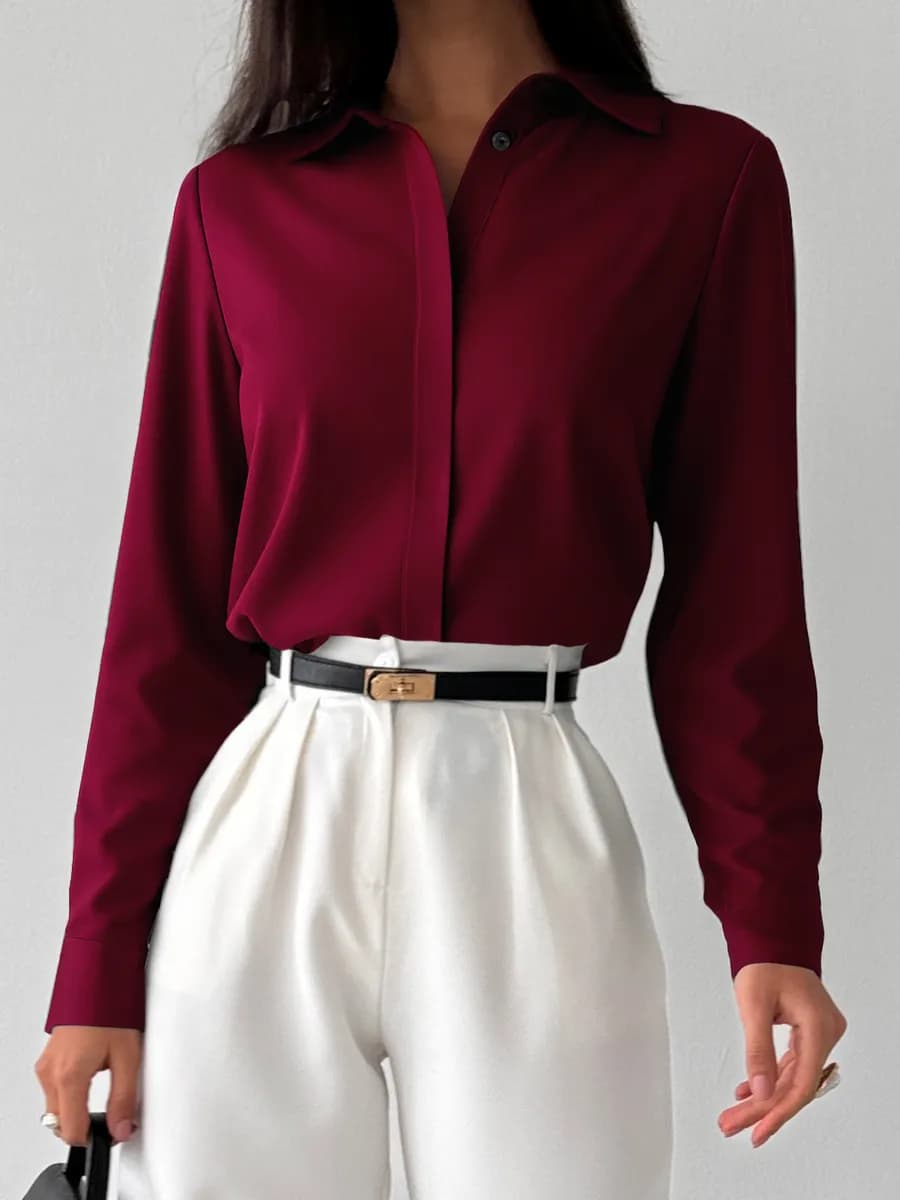 Блузка рубашка шелковая с длинным рукавом офис