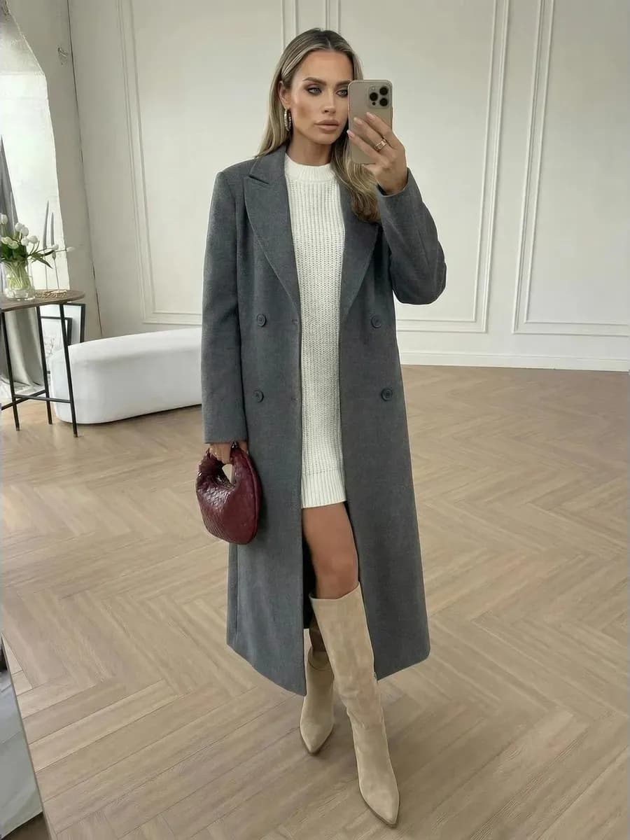 Демисезонное пальто весеннее длинное шерстяное