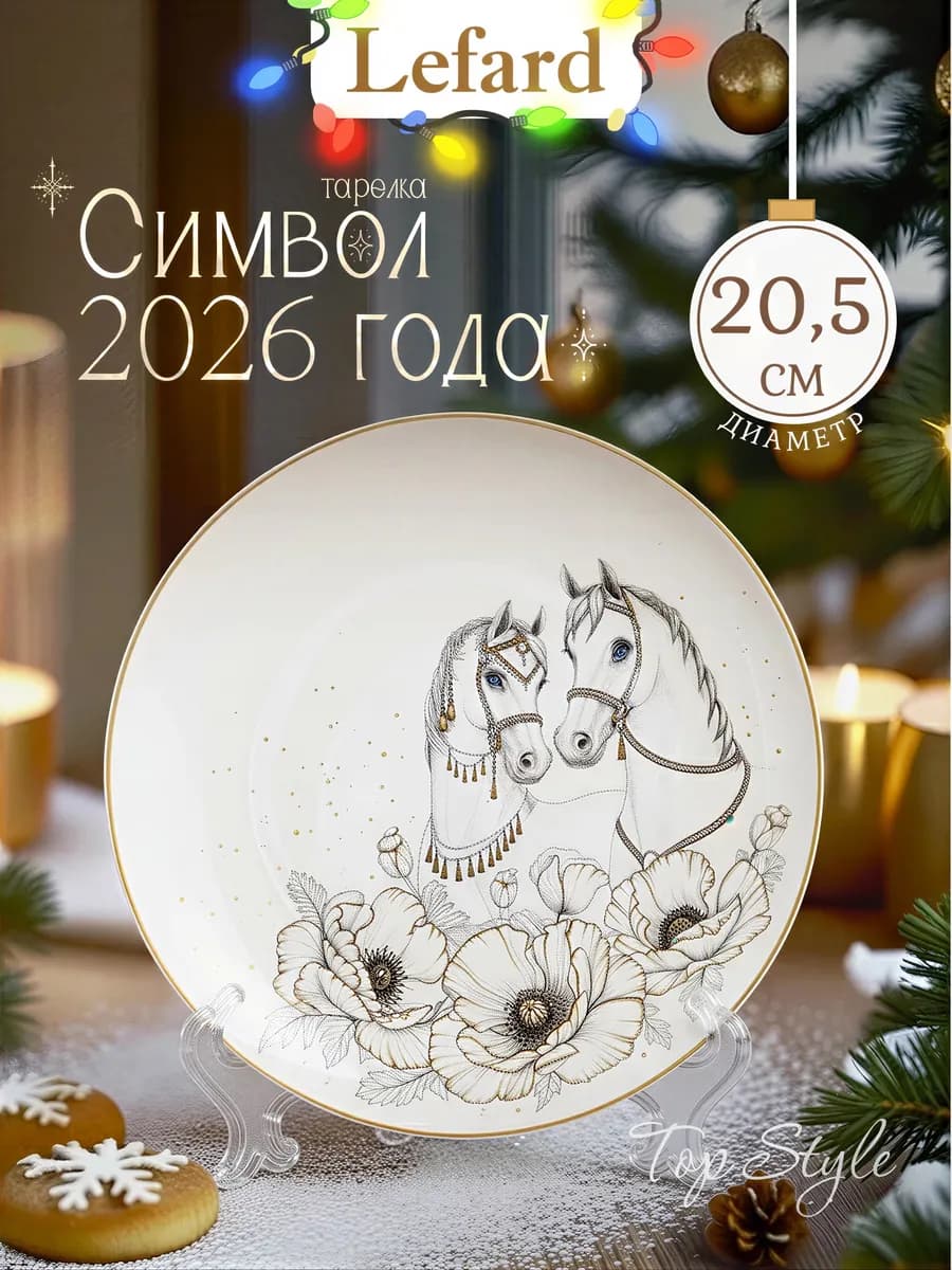 Тарелка новогодняя "Символ года" 20,5 см фарфор