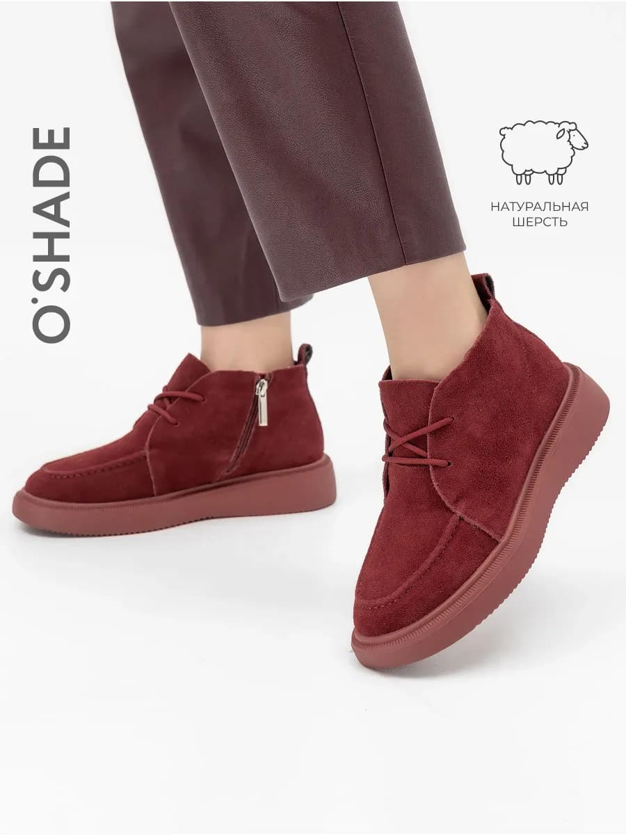 Ботинки женские зимние бордовые