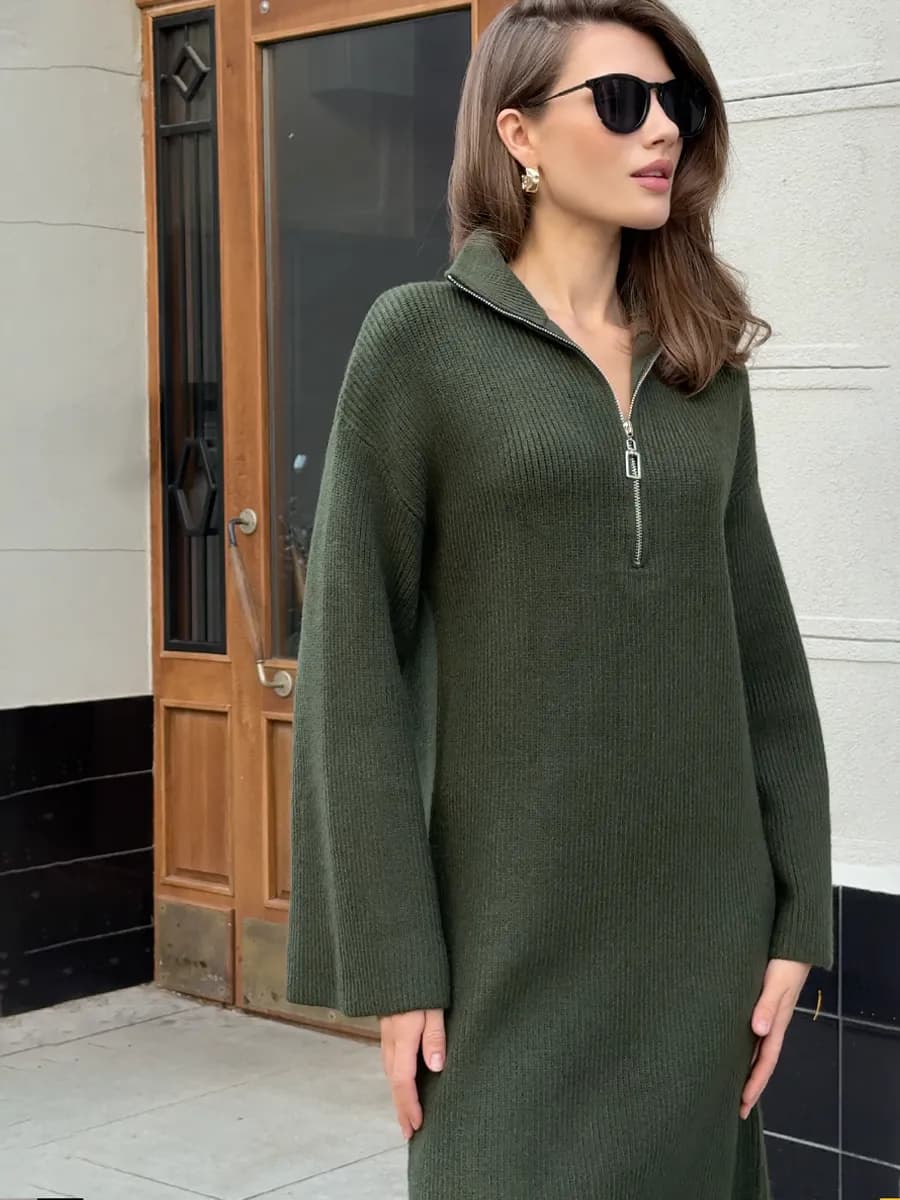 Платье свитер вязаное теплое - фото 1