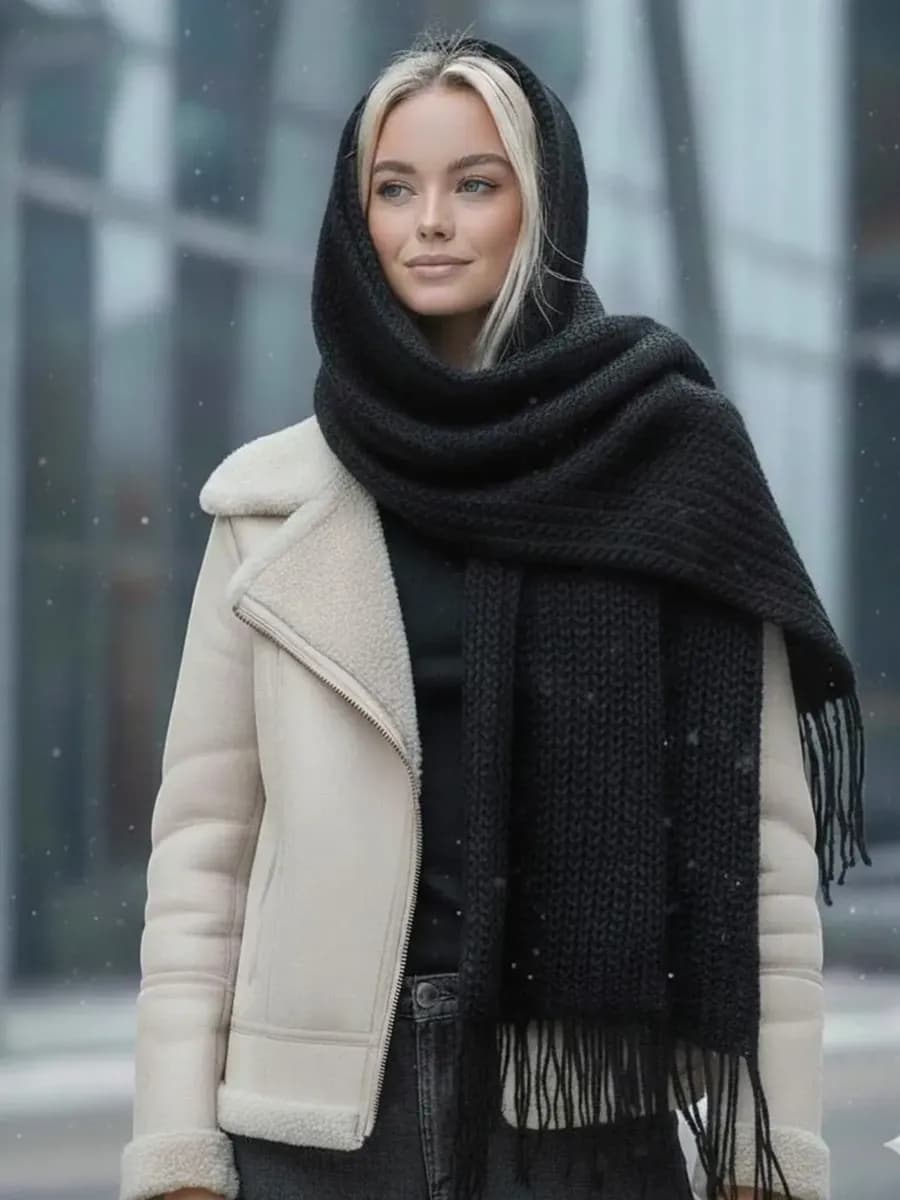 Шарф вязаный зимний - фото 1