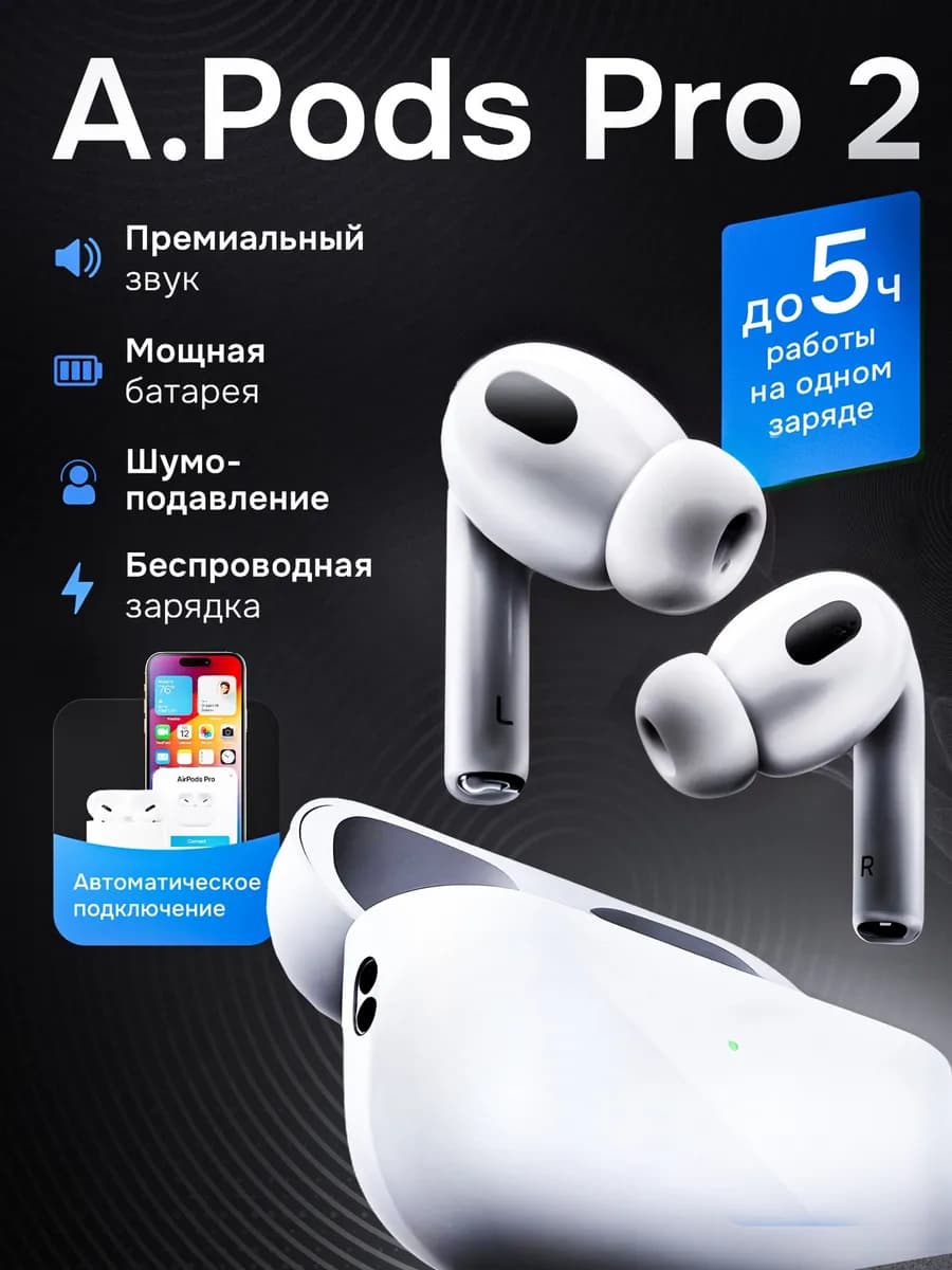 Наушники беспроводные A.Pods PRO 2 для iPhone и Android