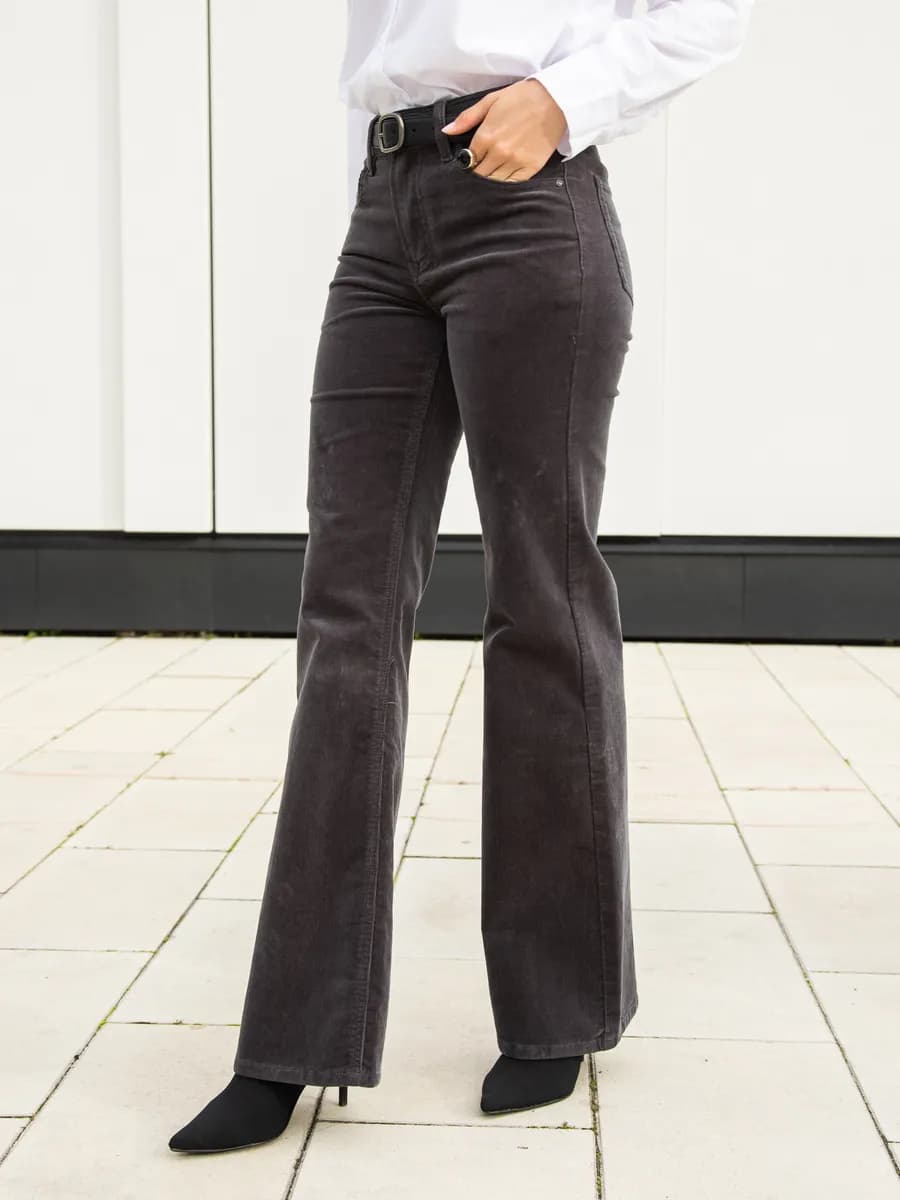 Брюки вельветовые клеш с высокой посадкой