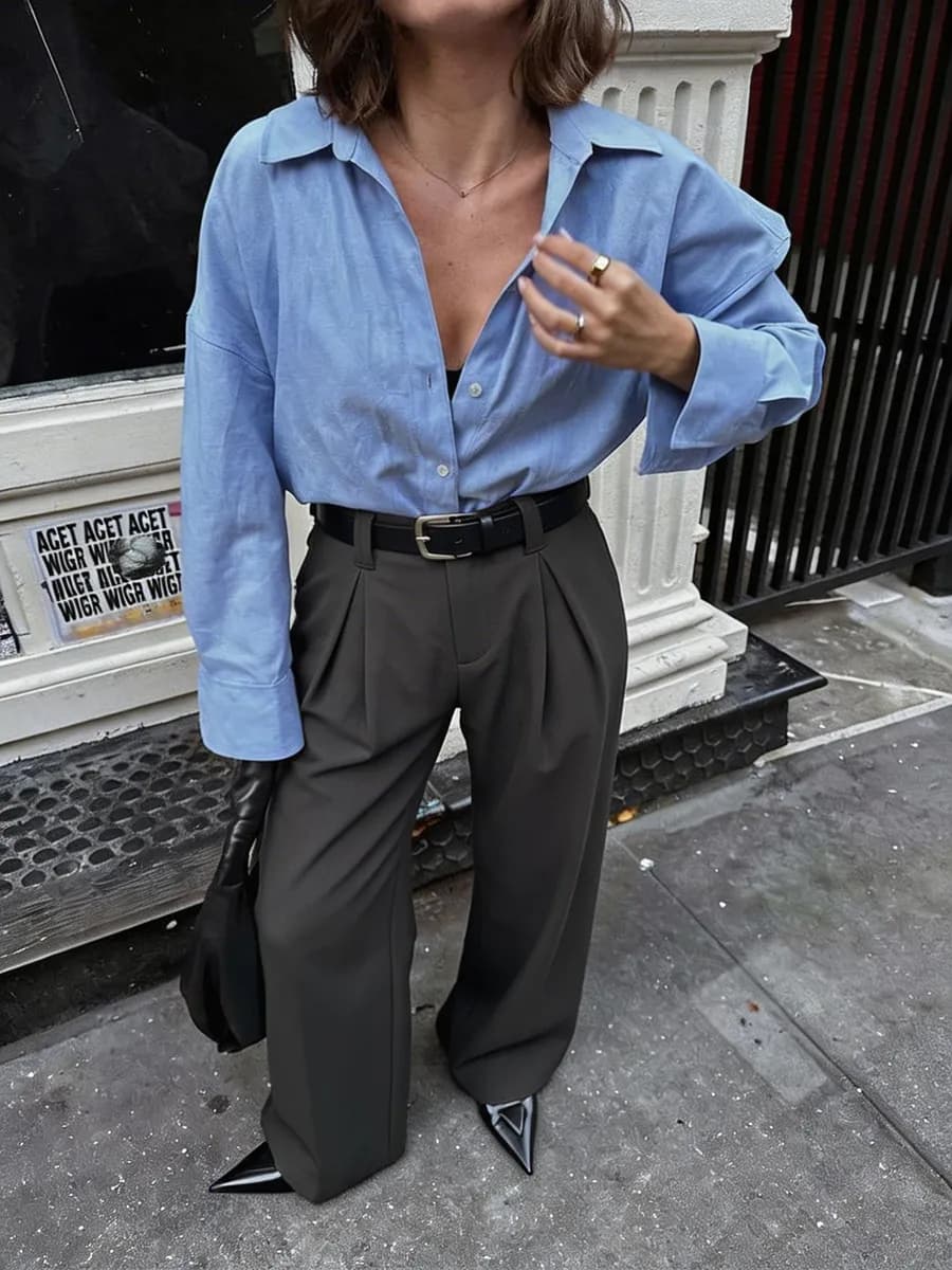 Брюки классические палаццо прямые