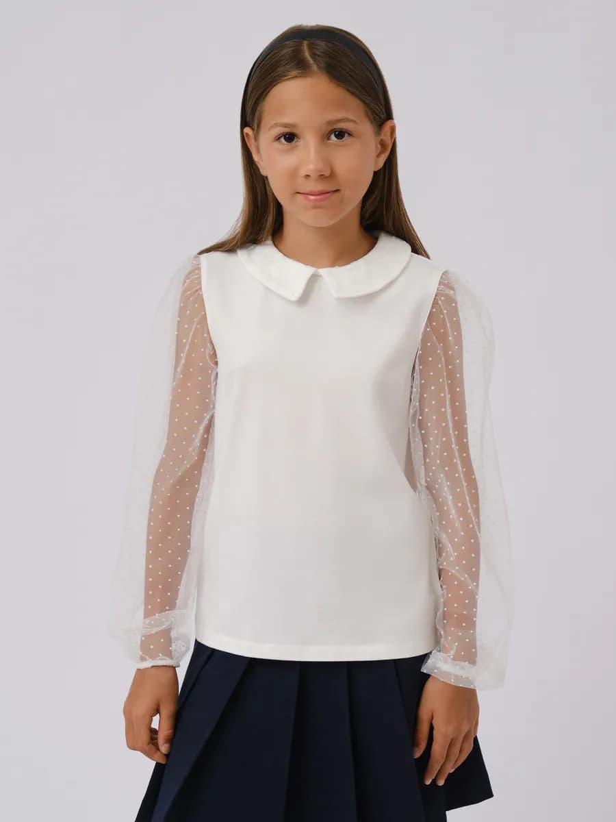 Блузка школьная трикотажная с длинным рукавом