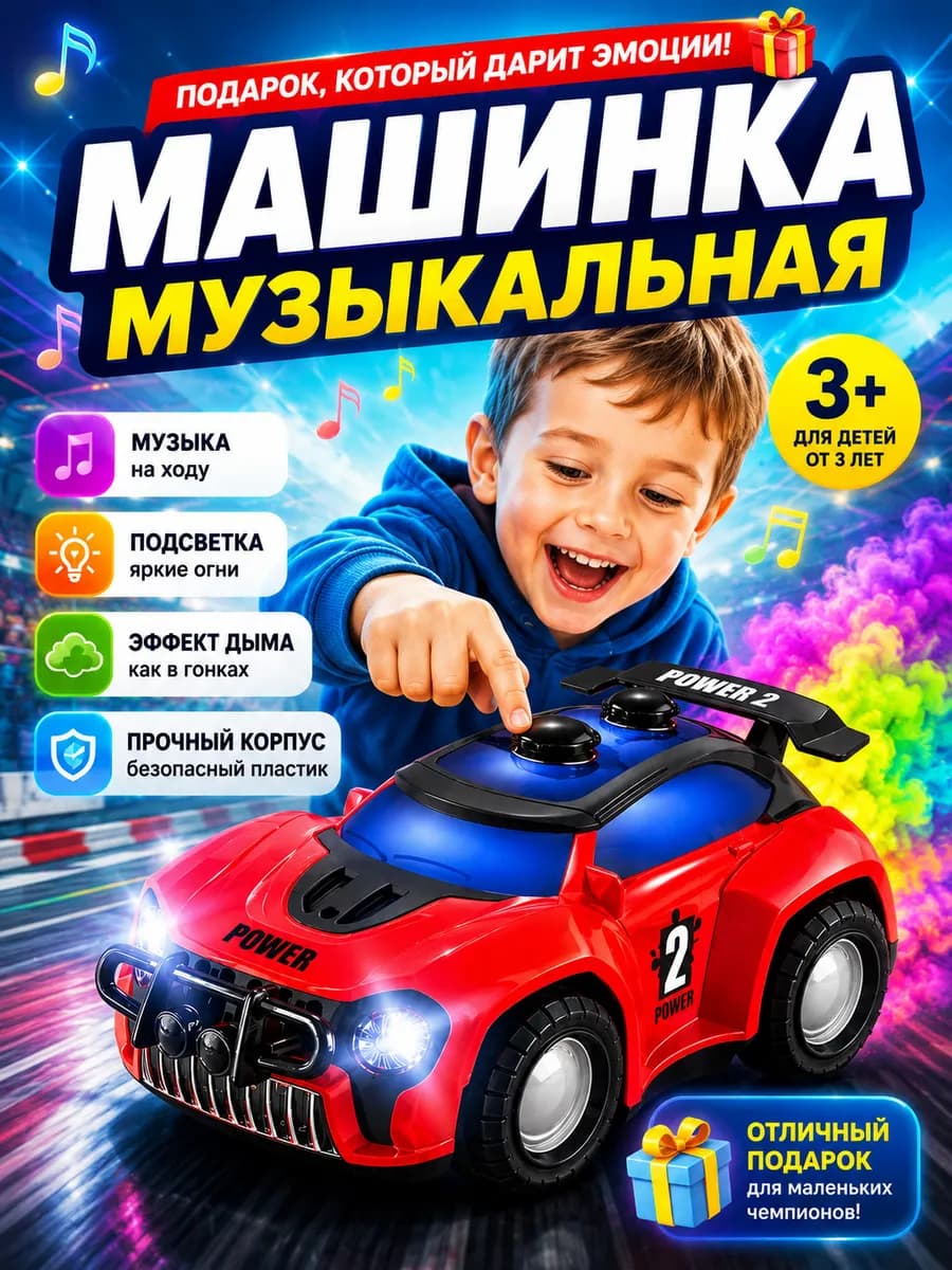 Развивающая музыкальная игрушка машинка для детей
