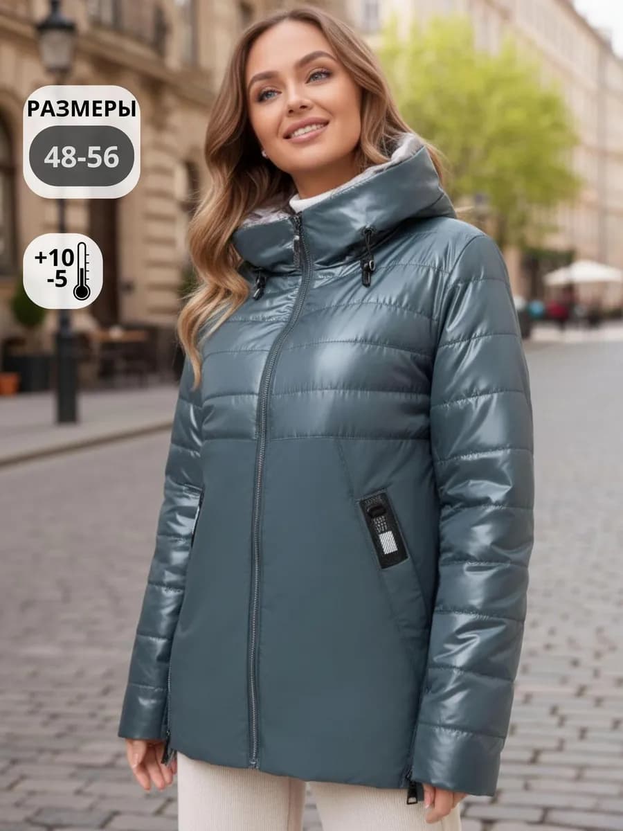 Куртка весенняя с капюшоном больших размеров