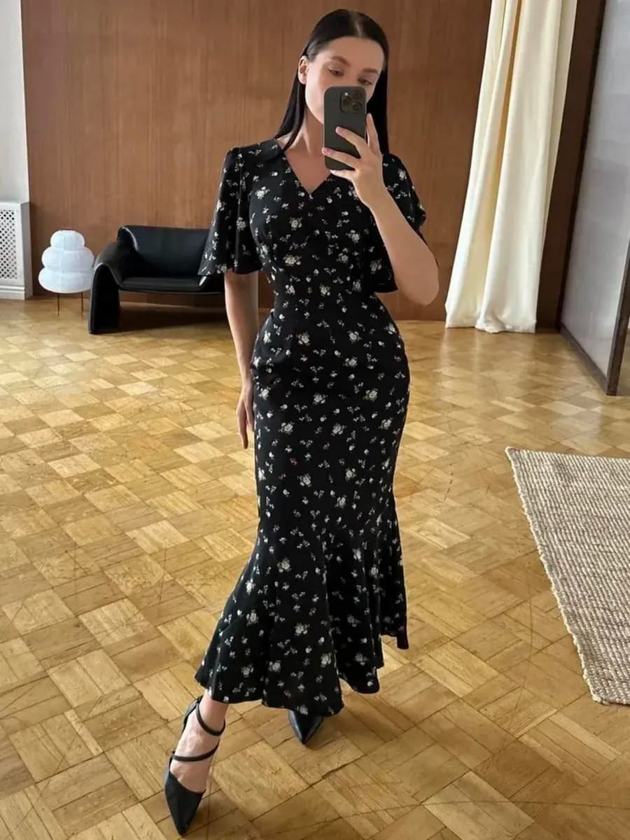 Платье праздничное летнее длинное в цветочек