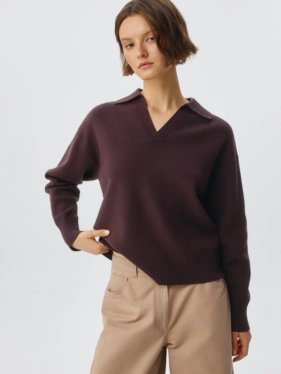 Джемпер базовый с воротником поло