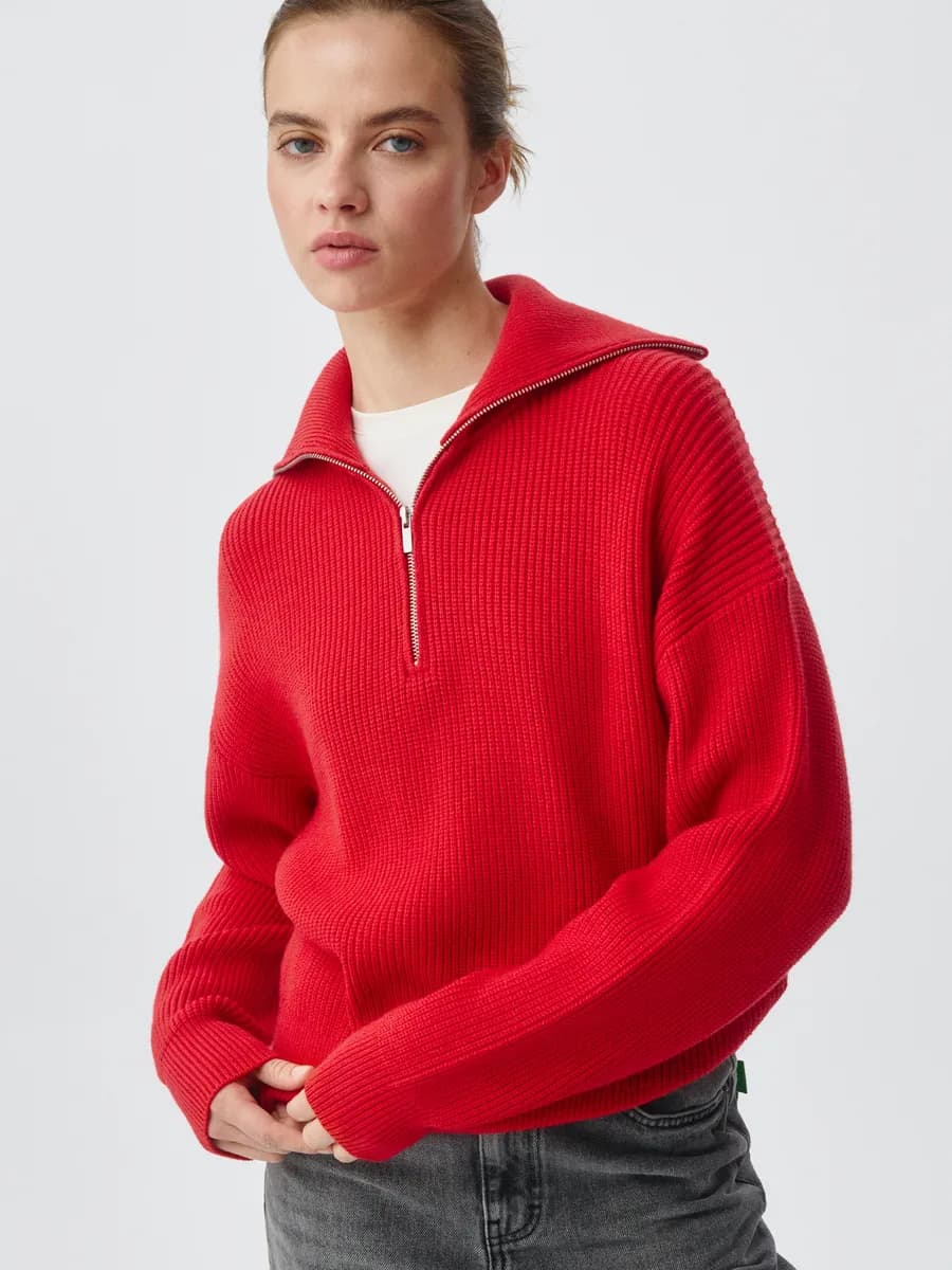 Вязаный джемпер с воротником на молнии - фото 1