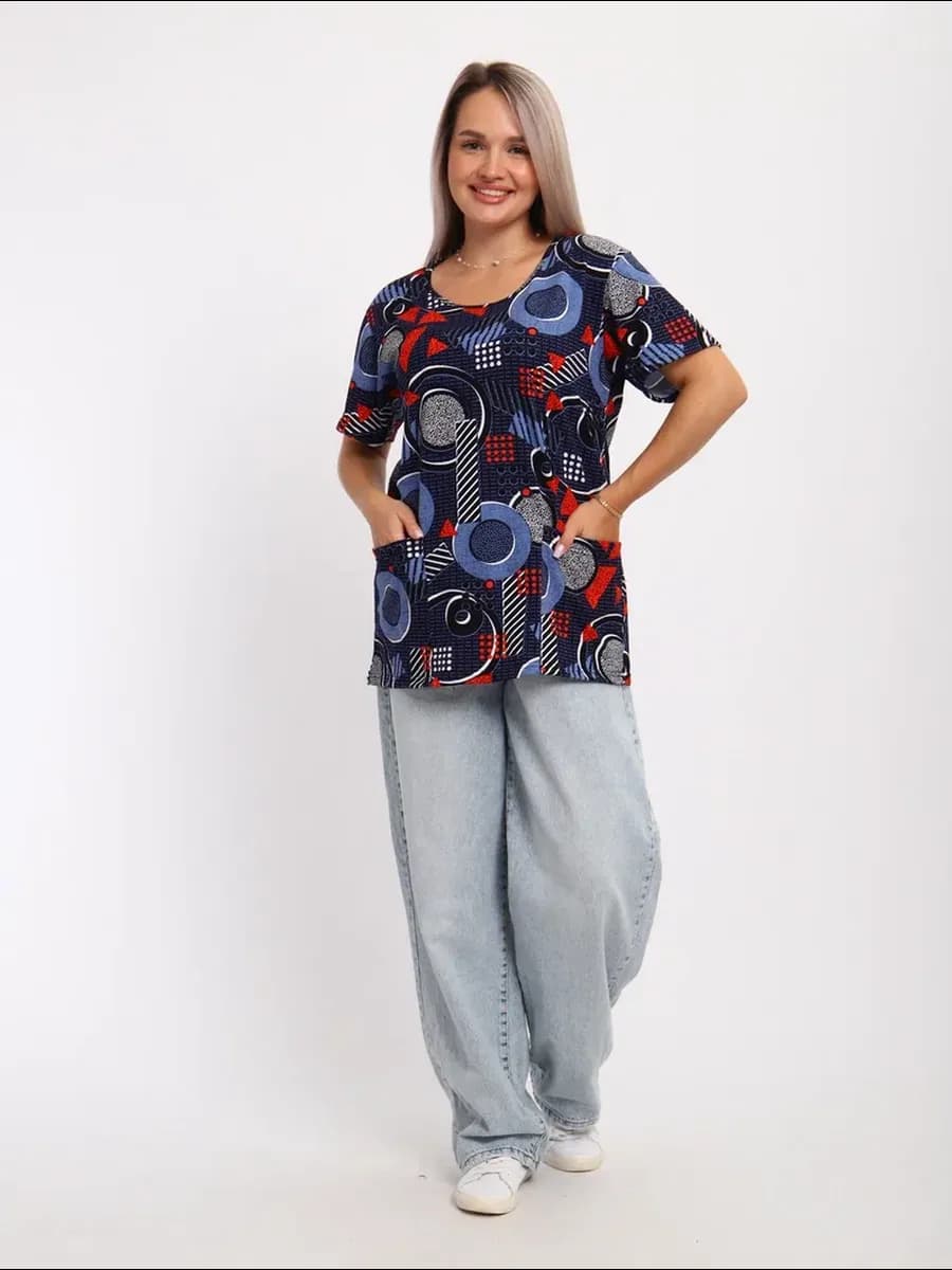 Футболка домашняя больших размеров с карманами