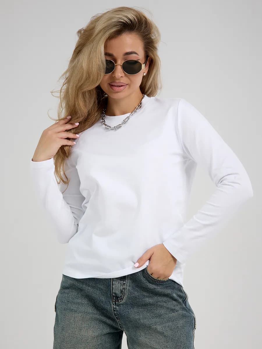 Лонгслив хлопок с длинным рукавом прямой школьный