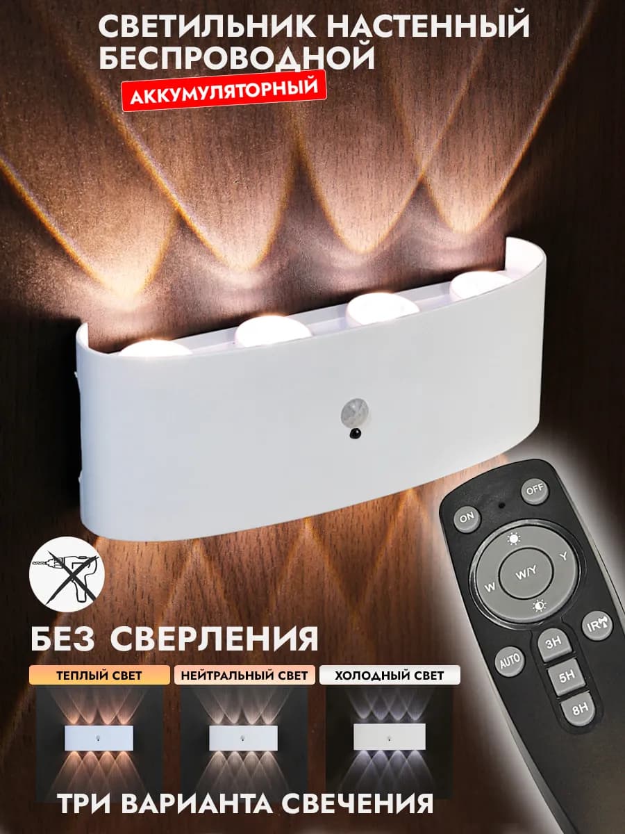 Светильник настенный беспроводной Бра с датчиком движения