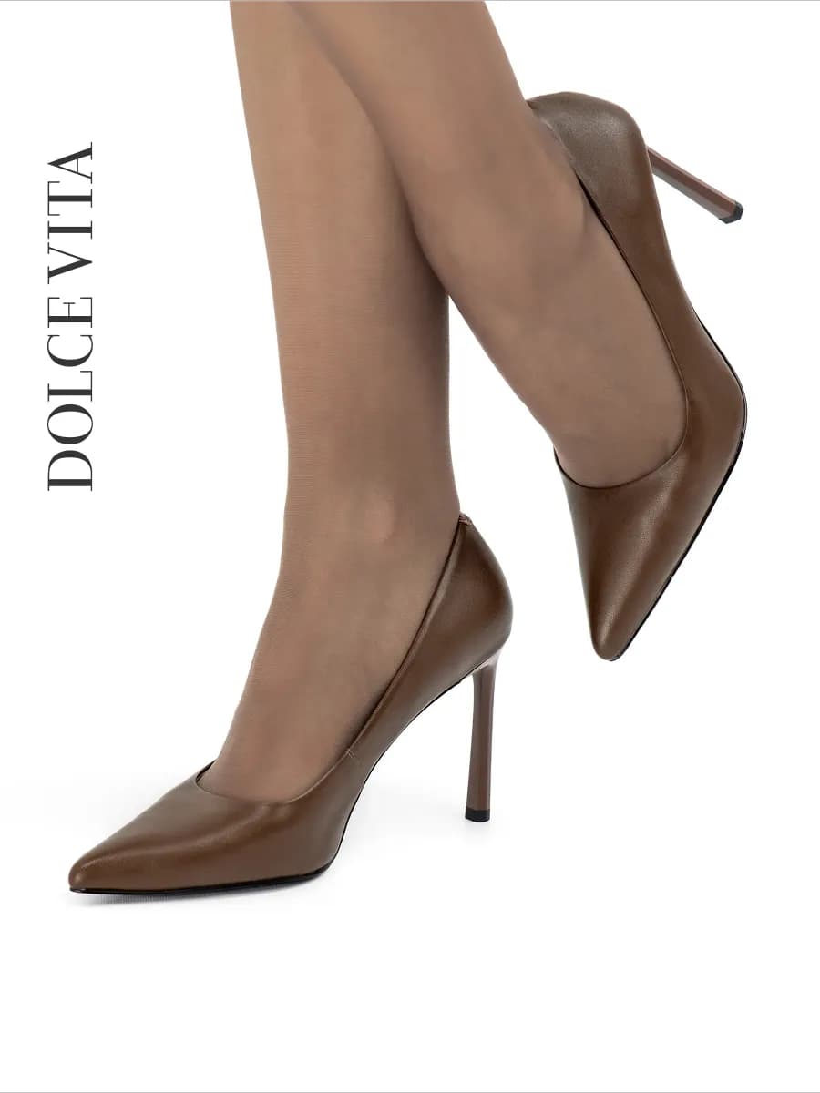 Туфли коричневые женские на каблуке - фото 1