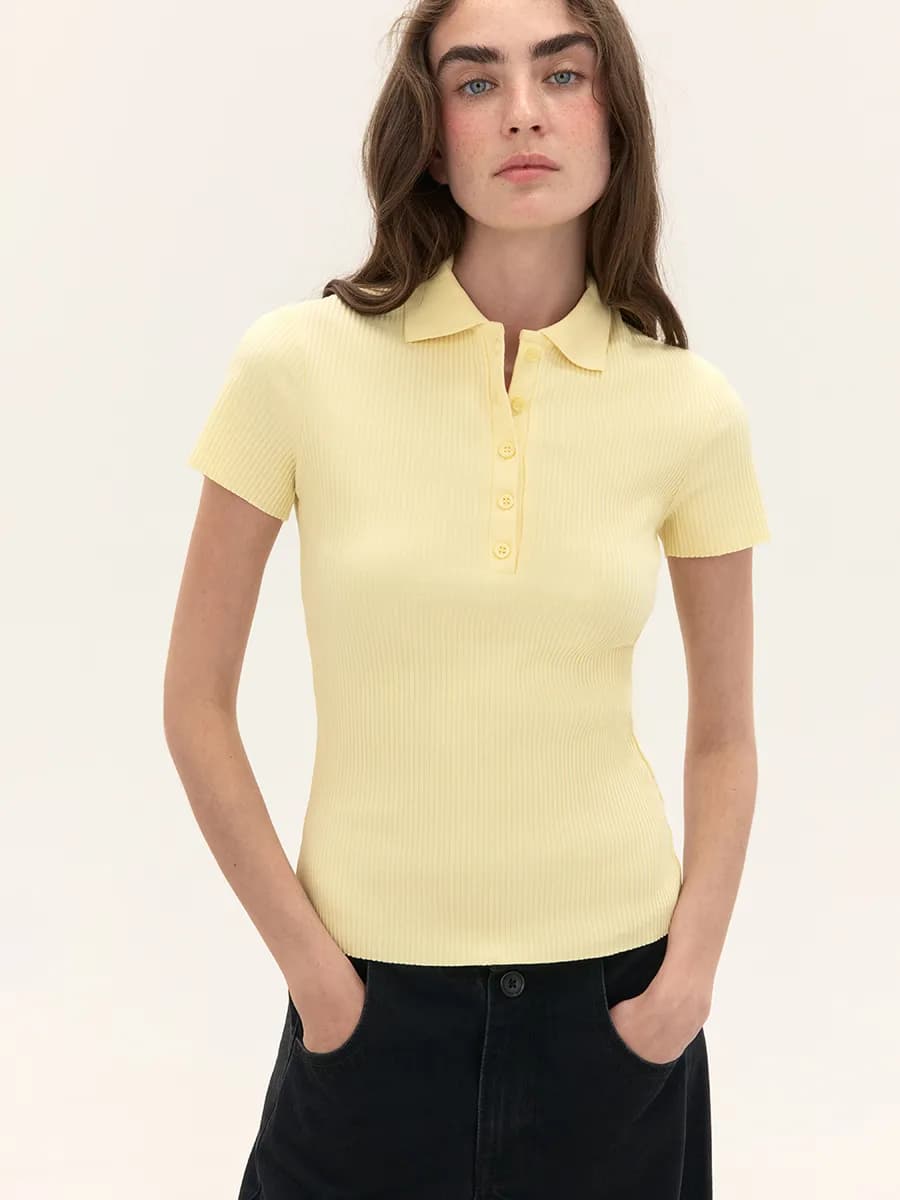 Футболка-поло в рубчик