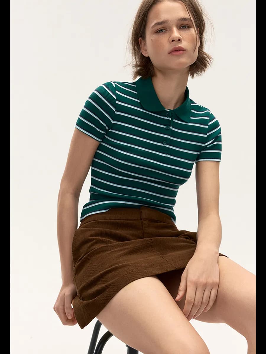 Футболка поло в полоску - фото 1