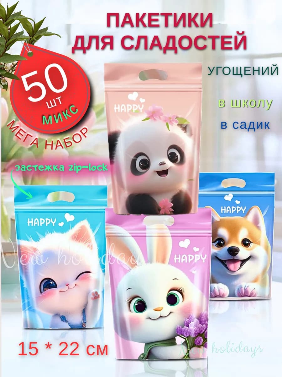 Маленькие подарочные зип пакеты для конфет и сладостей Набор