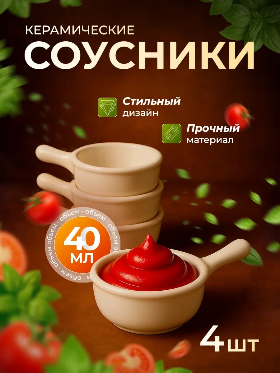 Набор керамических соусников 4 шт. 40 мл