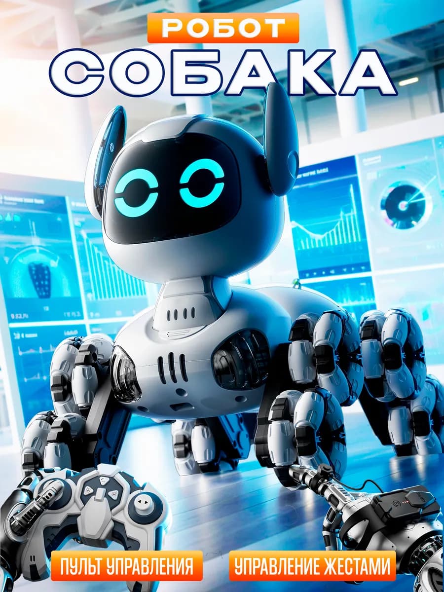 Робот собака игрушка на пульте управления и жестами