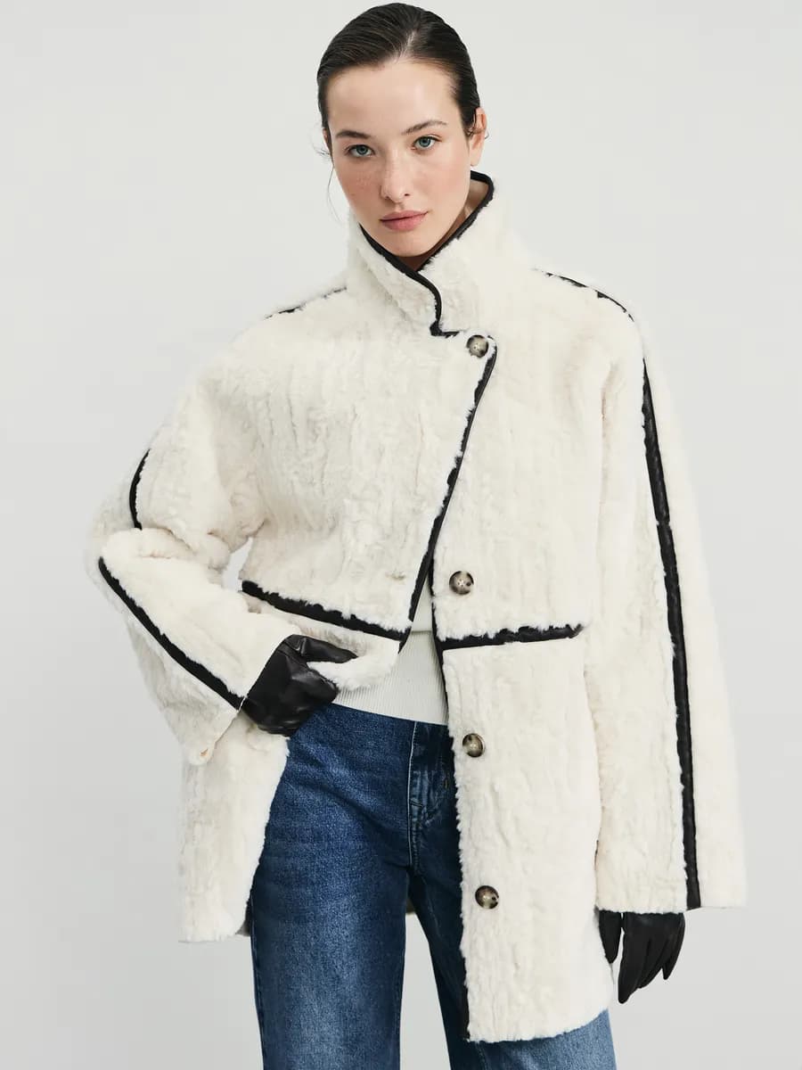 Дубленка демисезонная удлиненная на пуговицах оверсайз