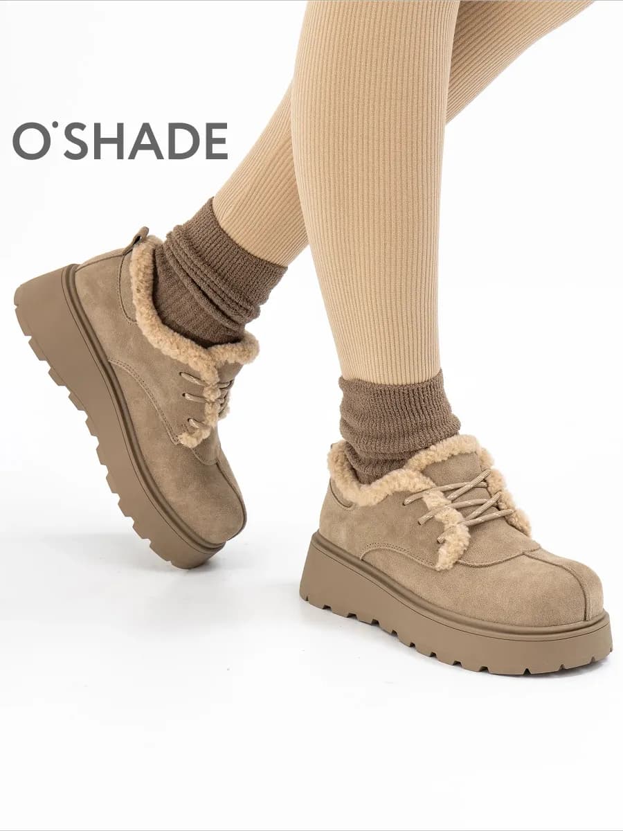 Полуботинки замшевые женские утепленные - фото 1