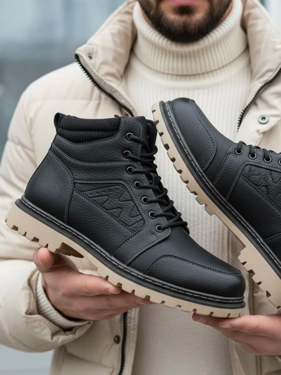 Ботинки зимние из натуральной кожи и меха